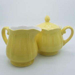 VTG Federalist Ironstone Buttercup Yellow Creamer & Sugar Bowl